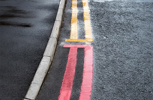 Double Red and Yellow Road Lines